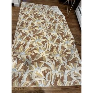 Vintage Lilly Patterned Tablecloth Rectangular 84"x51" Brown, Beige,  Gray Tones